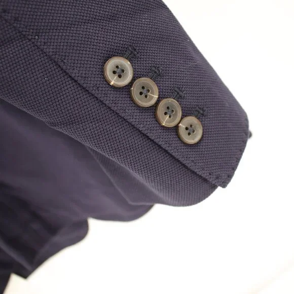NWT Quince sport coat Mens medium Cotton Pique Knit Blazer Navy patch pockets